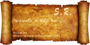 Spissák Réka névjegykártya